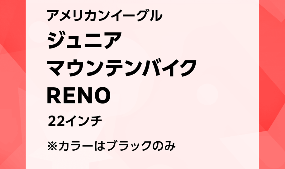 アメリカンイーグル ジュニアマウンテンバイクRENO 22インチ カラーはブラックのみ